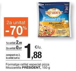 Oferta de Président - Formatge Ratllat Especial Pizza Mozzarella por 2,89€ en BonpreuEsclat