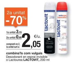 Oferta de Lactovit - Desodorant En Esprai Invisible O Lactourea por 3,15€ en BonpreuEsclat