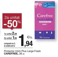 Oferta de Carefree - Protector Íntim Plus Large Fresh por 2,59€ en BonpreuEsclat