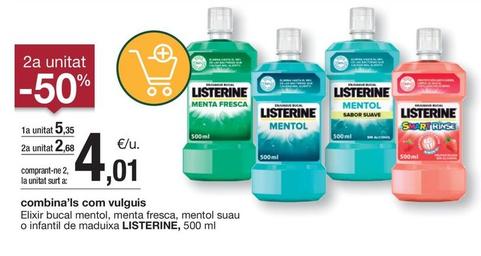 Oferta de Listerine - Elixir Bucal Mentol por 5,35€ en BonpreuEsclat