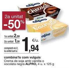 Oferta de Alpro - Crema De Soja Amb Vainilla O Xocolata Negra por 2,59€ en BonpreuEsclat