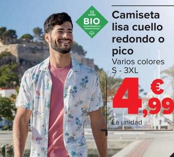Oferta de Camiseta lisa cuello redondo o pico por 4,99€ en Carrefour