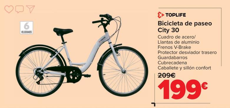 Oferta de Toplife - Bicicleta de paseo City 30 por 199€ en Carrefour