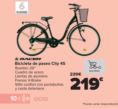 Oferta de Racer - Bicicleta de paseo City 45 por 219€ en Carrefour