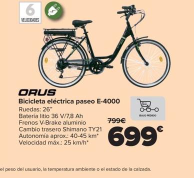 Oferta de Orus - Bicicleta eléctrica paseo E-4000 por 699€ en Carrefour