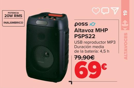 Oferta de Poss - Altavoz MHP PSPS22 por 69€ en Carrefour