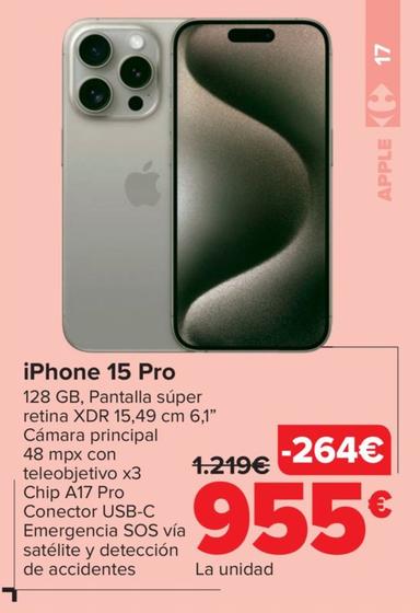 Oferta de Apple - iPhone 15 Pro por 955€ en Carrefour