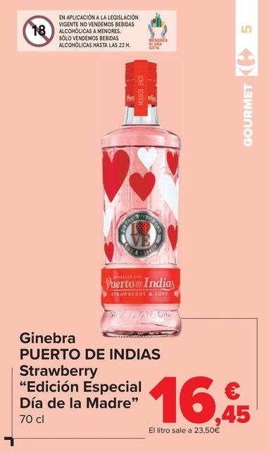 Oferta de Puerto De Indias - Ginebra Strawberry "Edicion Especial Dia De La Madre" por 16,45€ en Carrefour