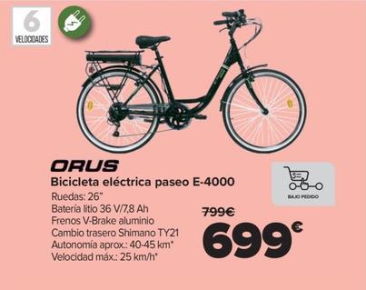 Oferta de Orus - Bicicleta eléctrica paseo E-4000 por 699€ en Carrefour