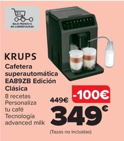 Oferta de Krups - Cafetera Superautomática  EA89ZB Edición Clásica por 349€ en Carrefour