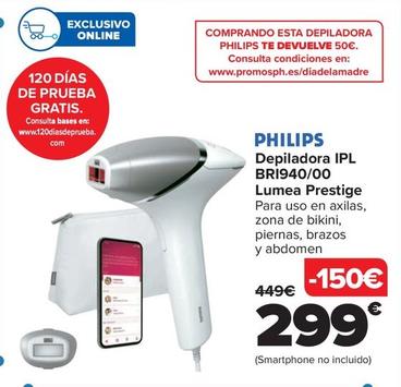 Oferta de Philips - Depiladora IPL  BRI94000  Lumea Prestige por 299€ en Carrefour