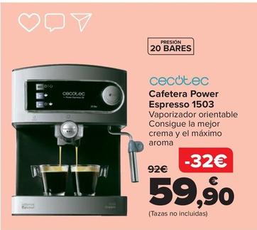 Oferta de Cecotec - Cafetera Power  Espresso 1503 por 59,9€ en Carrefour