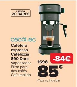 Oferta de Cecotec - Cafetera Espresso  Cafelizzia 890 Dark por 85€ en Carrefour