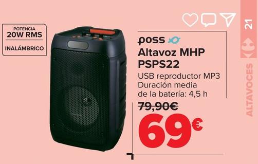Oferta de Poss - Altavoz MHP PSPS22 por 69€ en Carrefour