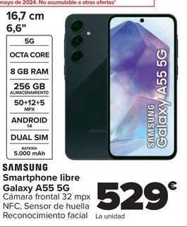 Oferta de Samsung - Smartphone libre  Galaxy A55 5G por 529€ en Carrefour