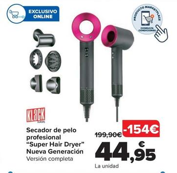 Oferta de Secador De Pelo  Profesional  “Super Hair Dryer\  Nueva Generación" por 44,95€ en Carrefour