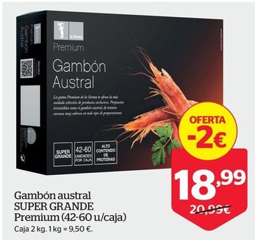 Oferta de Gambón Australsuper Grande Premium (42-60 U/caja) por 18,99€ en La Sirena