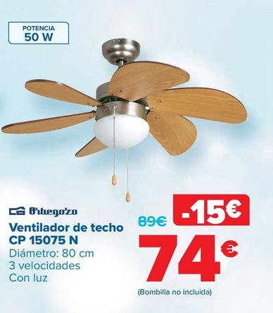 Oferta de Orbegozo - Ventilador de techo CP 15075 N por 74€ en Carrefour