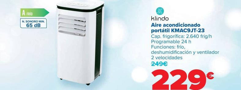 Oferta de Klindo - Aire acondicionado portátil KMAC9JT-23 por 229€ en Carrefour