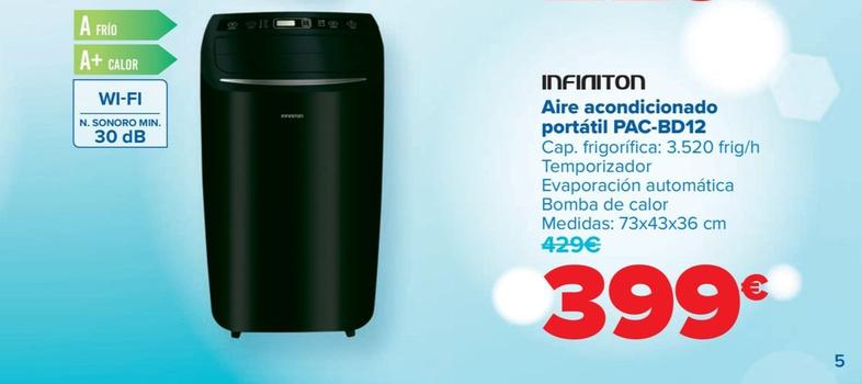 Oferta de Infiniton - Aire acondicionado portátil PAC-BD12 por 399€ en Carrefour