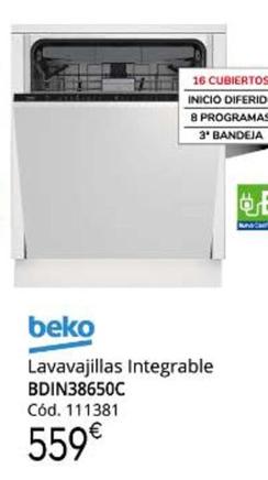 Oferta de Beko - Lavavajillas Integrable por 559€ en Conforama