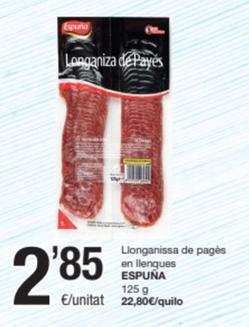 Oferta de Espuña - Llonganissa De Pagès En Llengues por 2,85€ en SPAR Fragadis