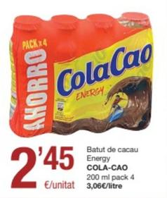 Oferta de Cola Cao - Batut De Cacau Energy por 2,45€ en SPAR Fragadis