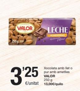 Oferta de Valor - Xocolata Amb Llet O Pur Amb Ametlles por 3,25€ en SPAR Fragadis