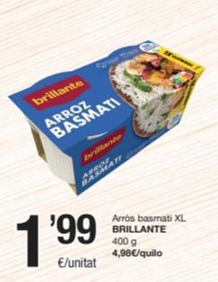 Oferta de Brillante - Arròs Basmati Xl por 1,99€ en SPAR Fragadis