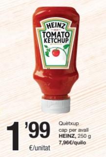Oferta de Heinz - Quetxup Cap Per Avall por 1,99€ en SPAR Fragadis