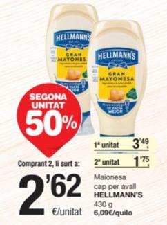 Oferta de Hellmann's - Maionesa Cap Per Avall por 3,49€ en SPAR Fragadis