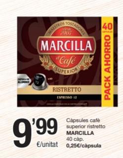 Oferta de Marcilla - Càpsules Café Superior Ristretto por 9,99€ en SPAR Fragadis