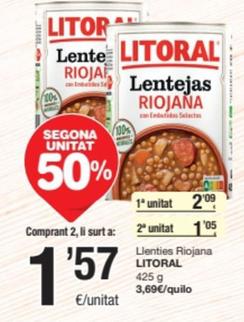 Oferta de Litoral - Llenties Riojana por 2,09€ en SPAR Fragadis