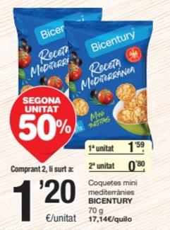 Oferta de Bicentury - Coquetes Mini Mediterrànies por 1,59€ en SPAR Fragadis