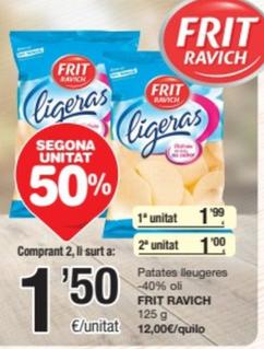 Oferta de Frit Ravich - Patates Lleugeres -40% Oli por 1,99€ en SPAR Fragadis