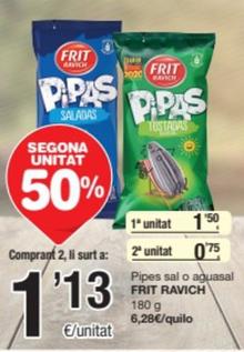 Oferta de Frit Ravich - Pipes Sal / Aguasal por 1,5€ en SPAR Fragadis