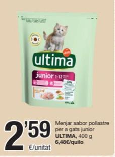 Oferta de Affinity - Menjar Sabor Pollastre Per A Gats Junior Ultima por 2,59€ en SPAR Fragadis