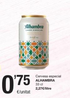 Oferta de Alhambra - Cervesa Especial por 0,75€ en SPAR Fragadis