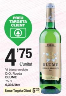 Oferta de Blume - Vi Blanc Verdejo D.O. Rueda por 5,25€ en SPAR Fragadis