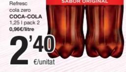 Oferta de Coca-cola - Refresc Cola Zero por 2,4€ en SPAR Fragadis