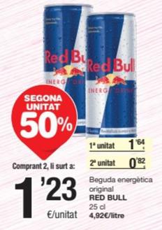Oferta de Red Bull - Beguda Energètica Original por 1,64€ en SPAR Fragadis