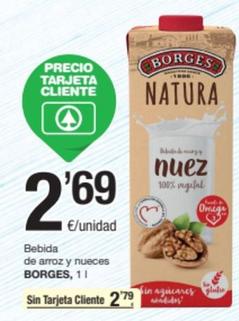 Oferta de Borges - Bebida De Arroz Y Nueces por 2,69€ en SPAR Fragadis