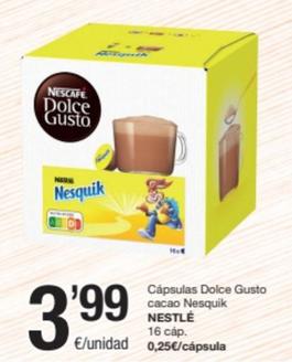 Oferta de Nescafé - Cápsulas Dolce Gusto Cacao Nesquik por 3,99€ en SPAR Fragadis
