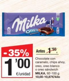 Oferta de Milka - Chocolate Con Caramelo / Chips Ahoy / Oreo / Oreo Blanco / Oreo Sandwich por 1€ en SPAR Fragadis