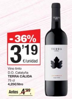 Oferta de Terra Calida - Vino Tinto D.O. Cataluña por 3,19€ en SPAR Fragadis