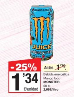 Oferta de Monster - Bebida Energética Mango Loco por 1,34€ en SPAR Fragadis