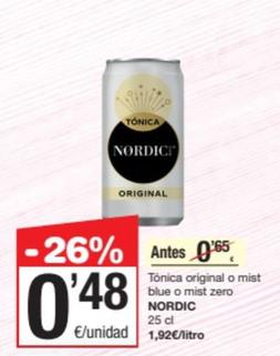 Oferta de Nordic - Tónica Original / Mist Blue / Mist Zero por 0,48€ en SPAR Fragadis