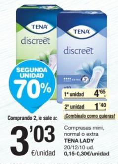 Oferta de Tena - Compresas Mini / Normal / Extra por 4,65€ en SPAR Fragadis
