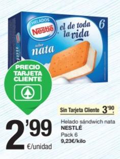 Oferta de Nestlé - Helado Sándwich Nata por 3,9€ en SPAR Fragadis