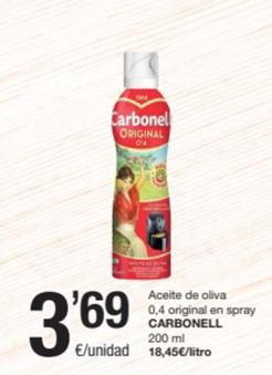 Oferta de Carbonell - Aceite De Oliva 0,4 Original En Spray por 3,69€ en SPAR Fragadis